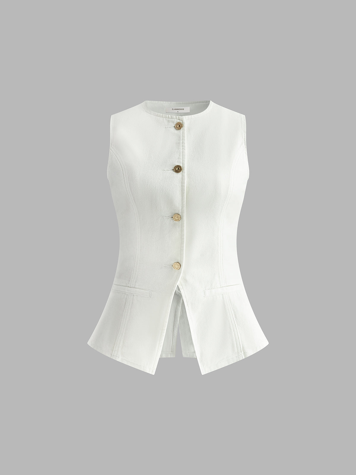 Denim Peplum Vest With Shorts Set-Mesadic