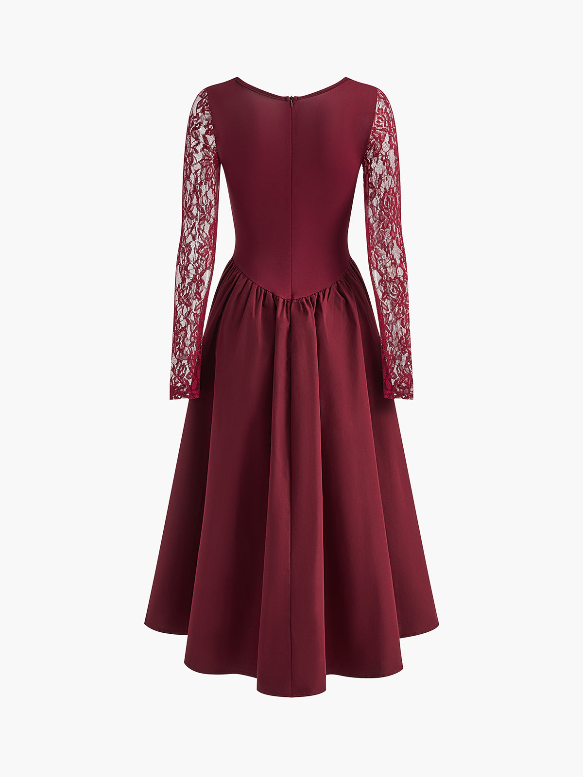 Callistari Pleated Lace Sleeve Long Dress-CALLISTARI