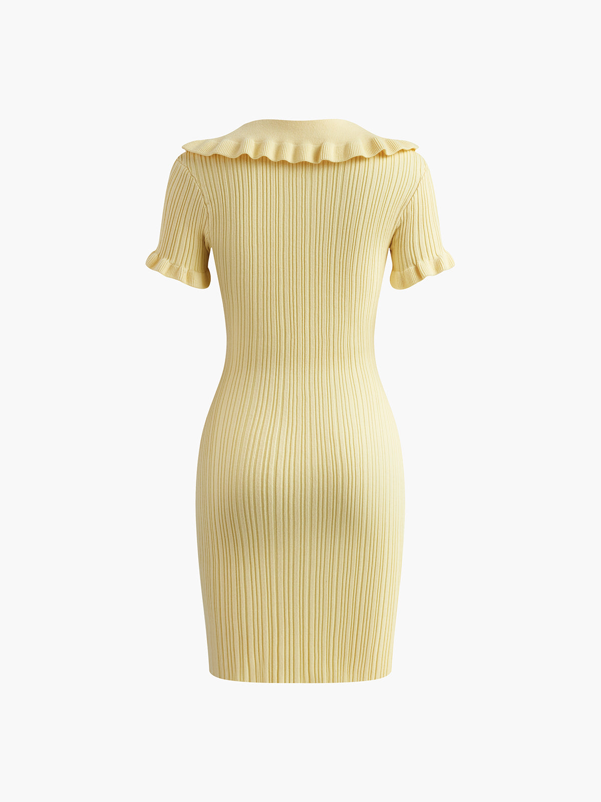 Callistari Slim Fit Collar Knit Short Dress with Metal Button-CALLISTARI