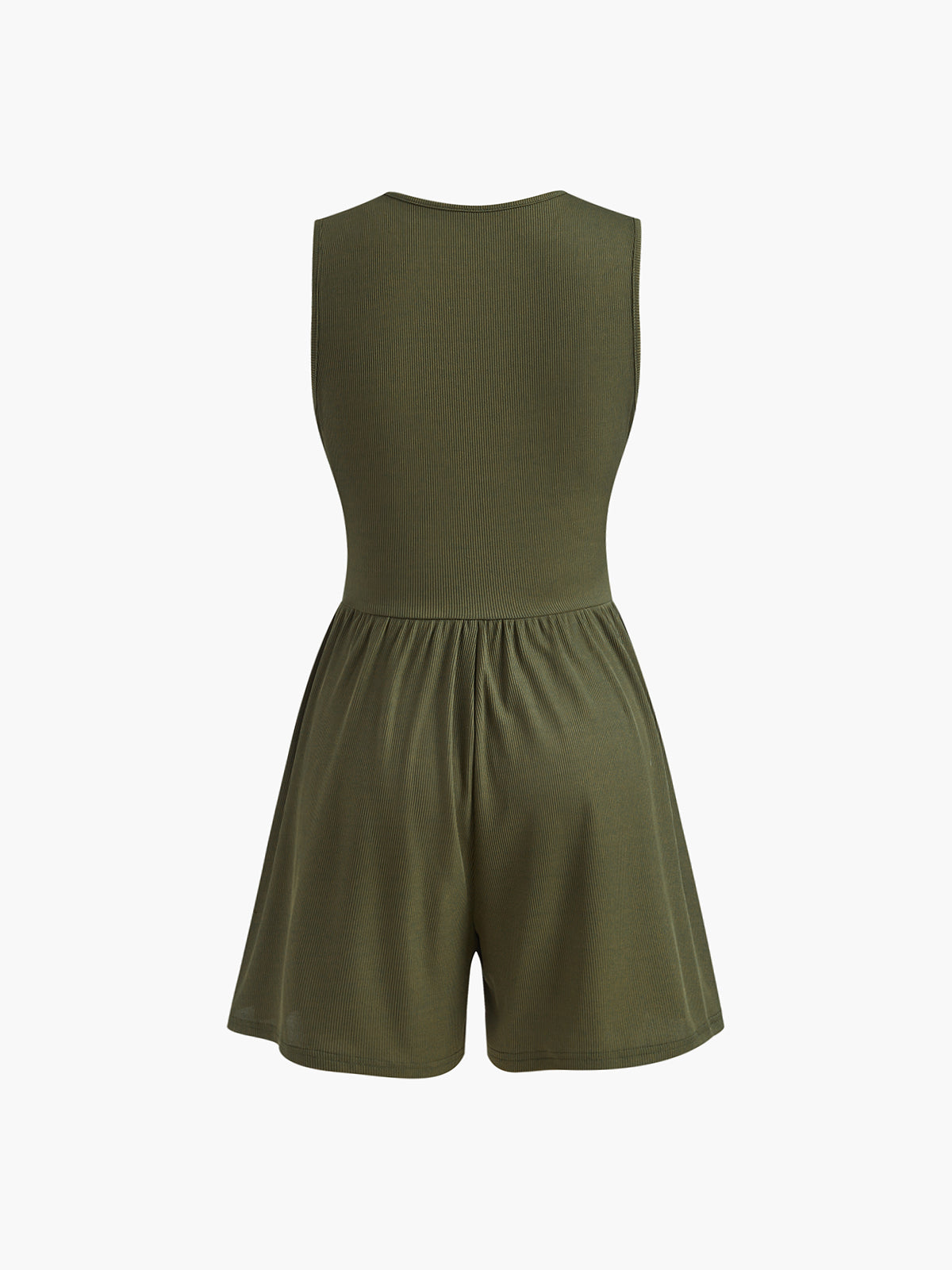 Sleeveless V-Neck Ribbed Jumpsuit-CALLISTARI