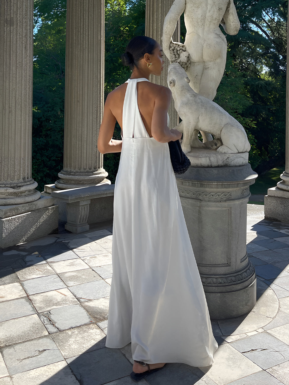 Callistari Halter V-Neck Sleeveless Long Dress-CALLISTARI