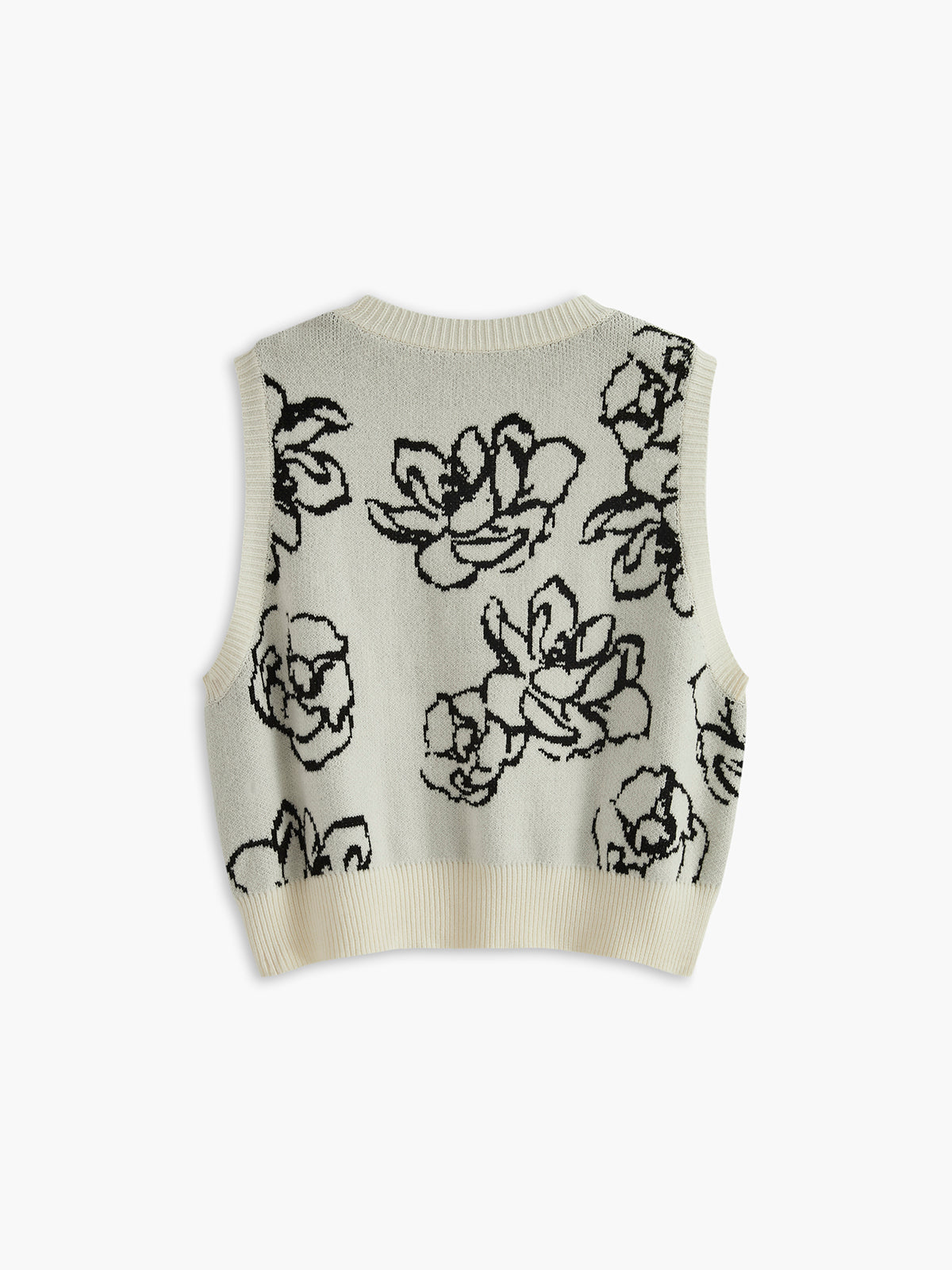 Crew Neck Floral Sweater Vest-CALLISTARI