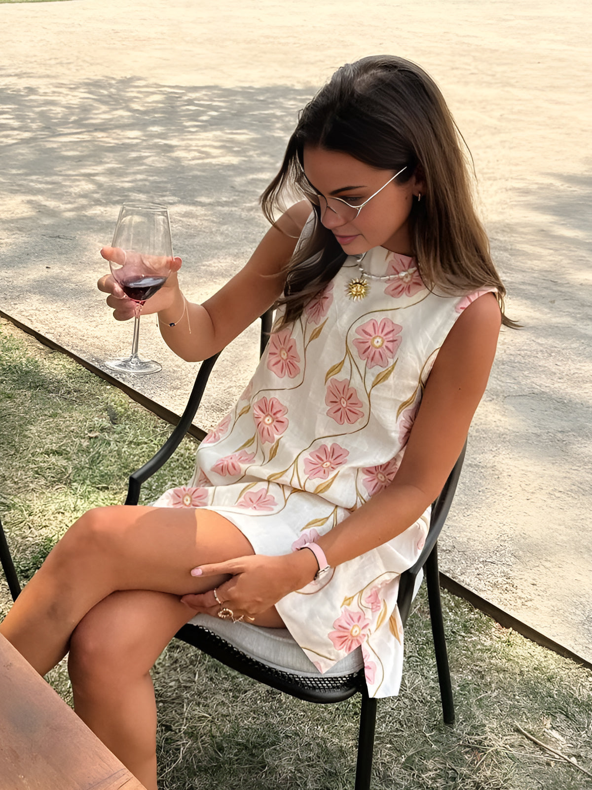 Callistari Romantic Print Sleeveless Short Dress-CALLISTARI