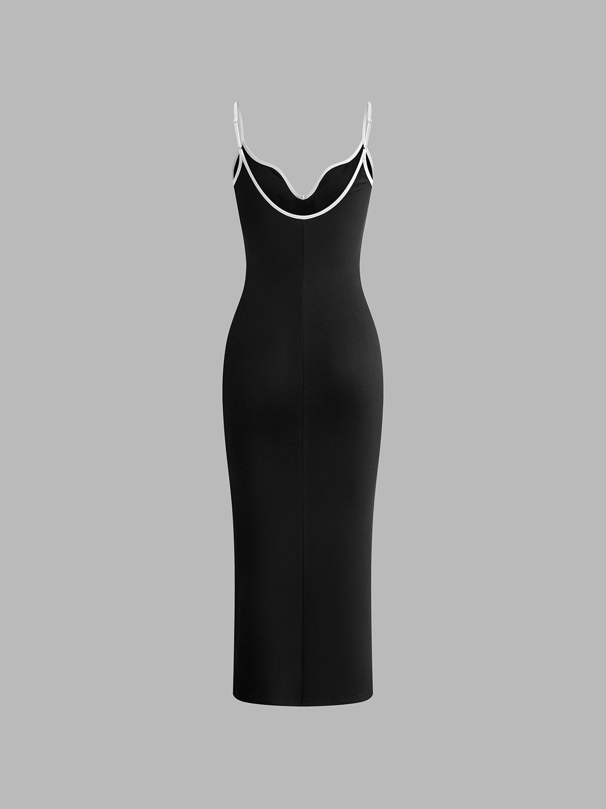 Callistari Ribbed Contrast Bow Cami Long Dress-CALLISTARI
