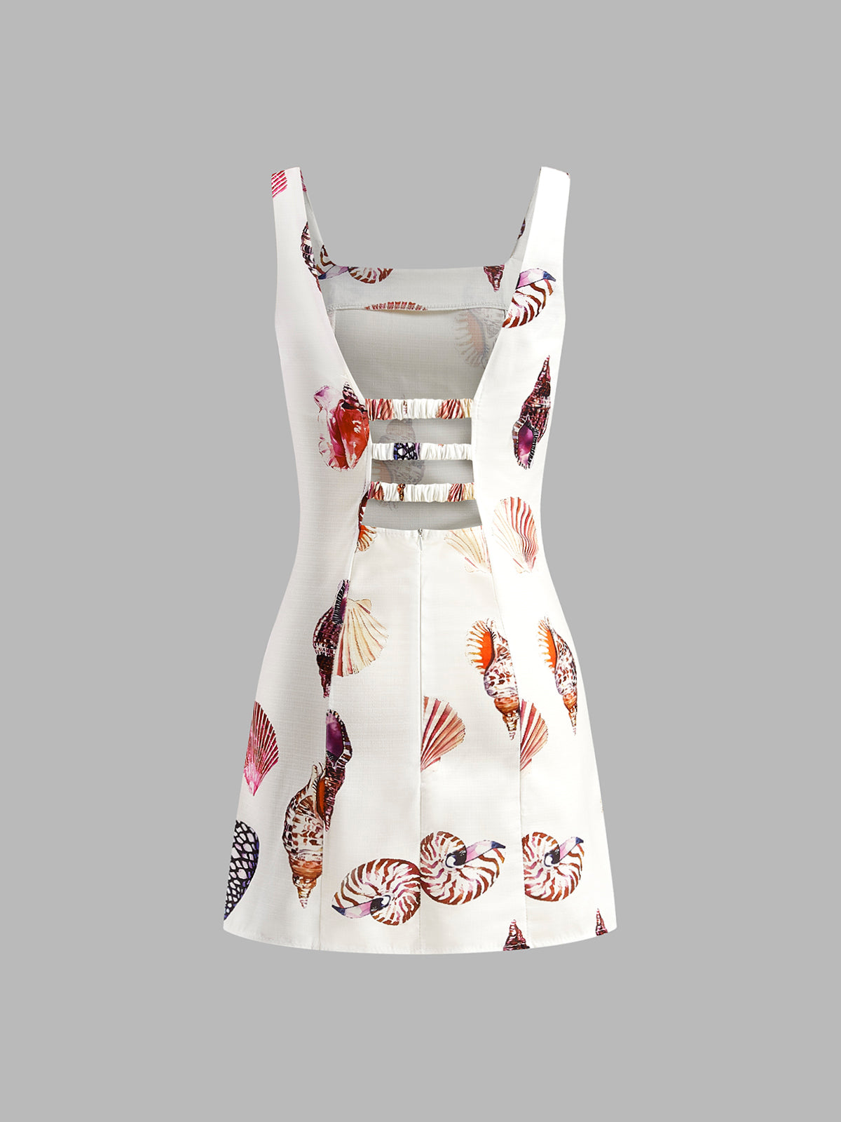 Callistari Print Cutout Square Neck Short Dress-CALLISTARI