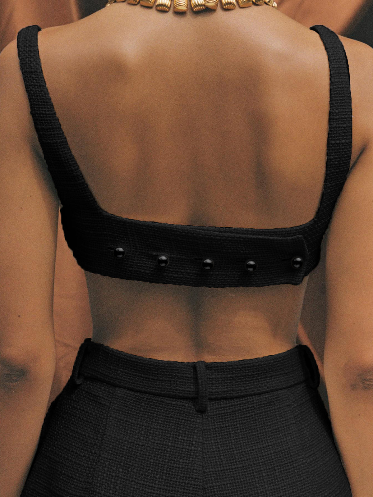 Tweed Backless Plain Shorts Set-CALLISTARI