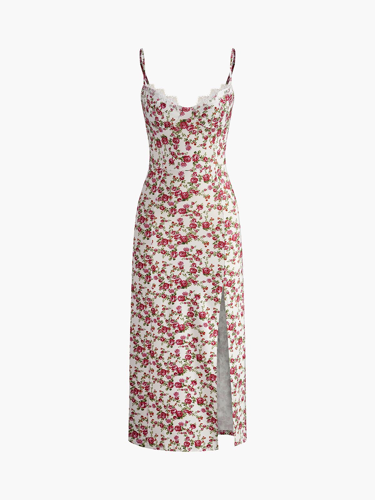 Callistari Floral Split Sweetheart Cami Dress-CALLISTARI