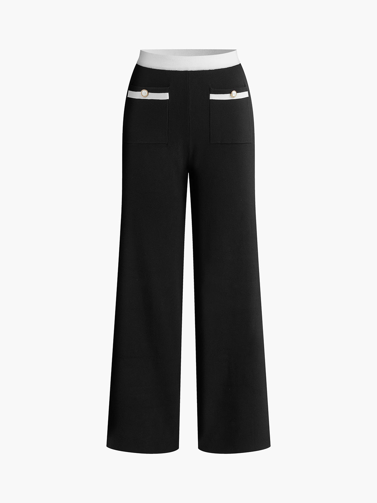 Contrast Trim Pockets Sweater Pants-CALLISTARI
