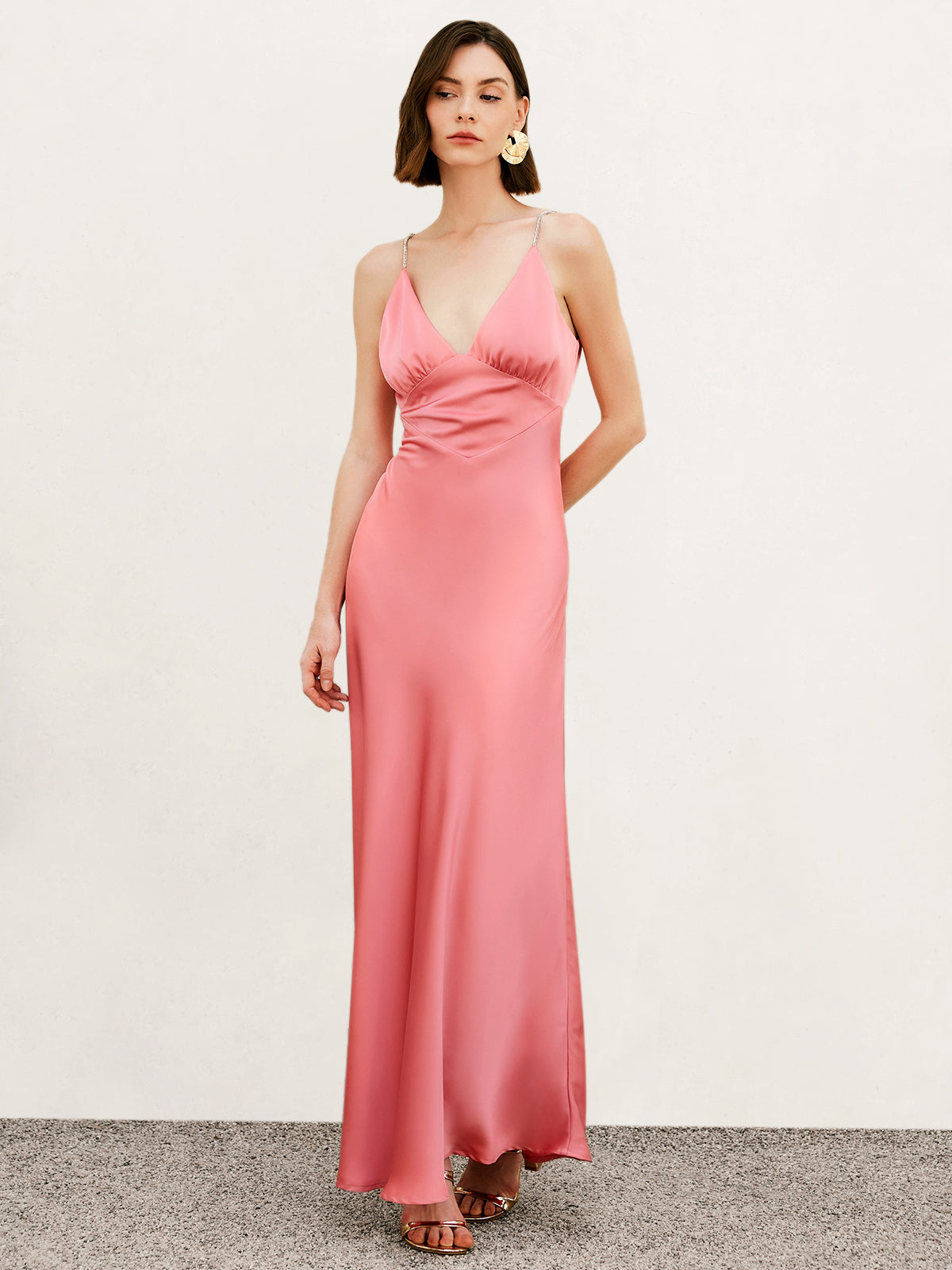 Callistari Pleated Backless Cami Long Dress-CALLISTARI