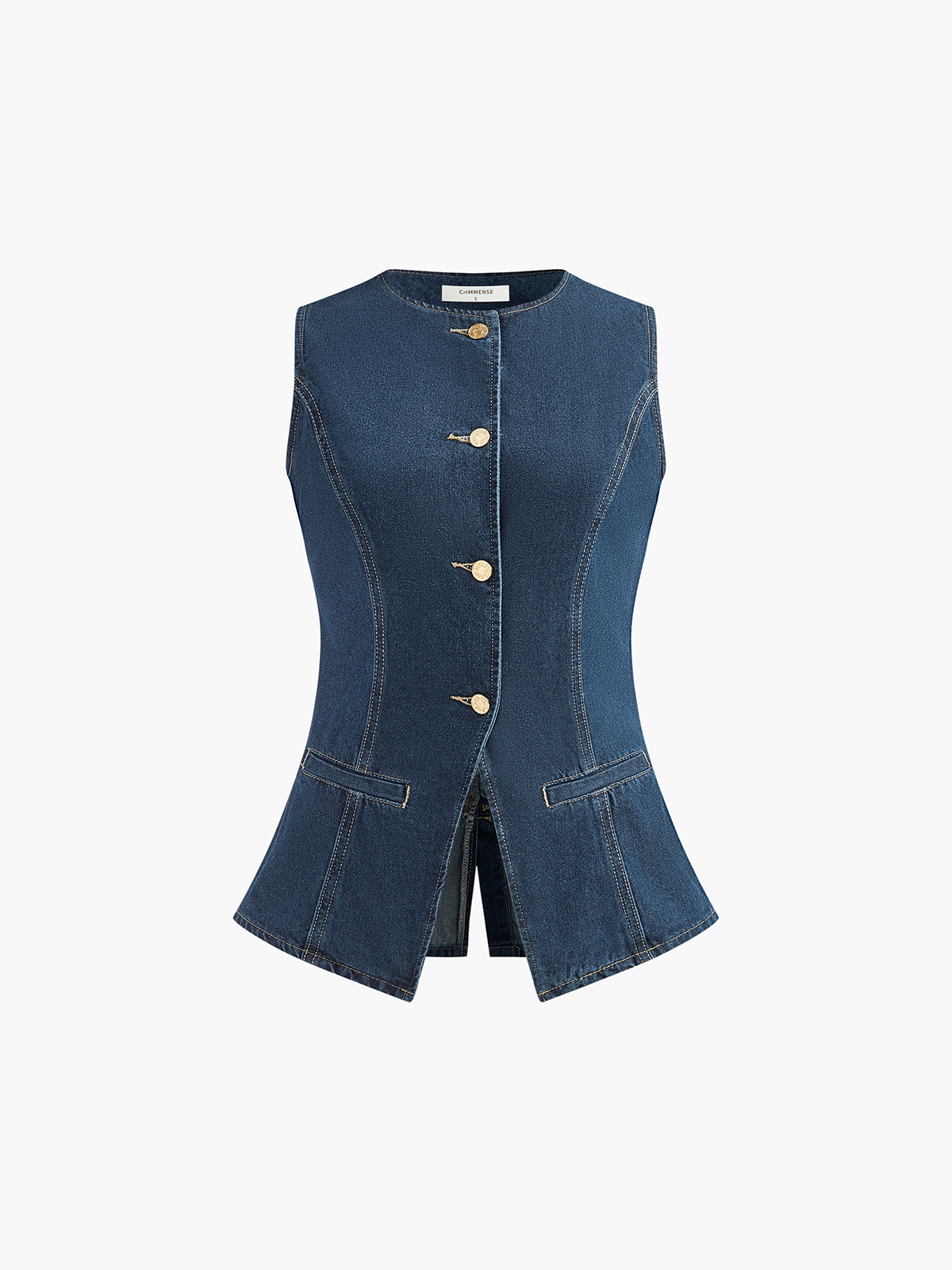 Denim Peplum Vest With Shorts Set-Mesadic