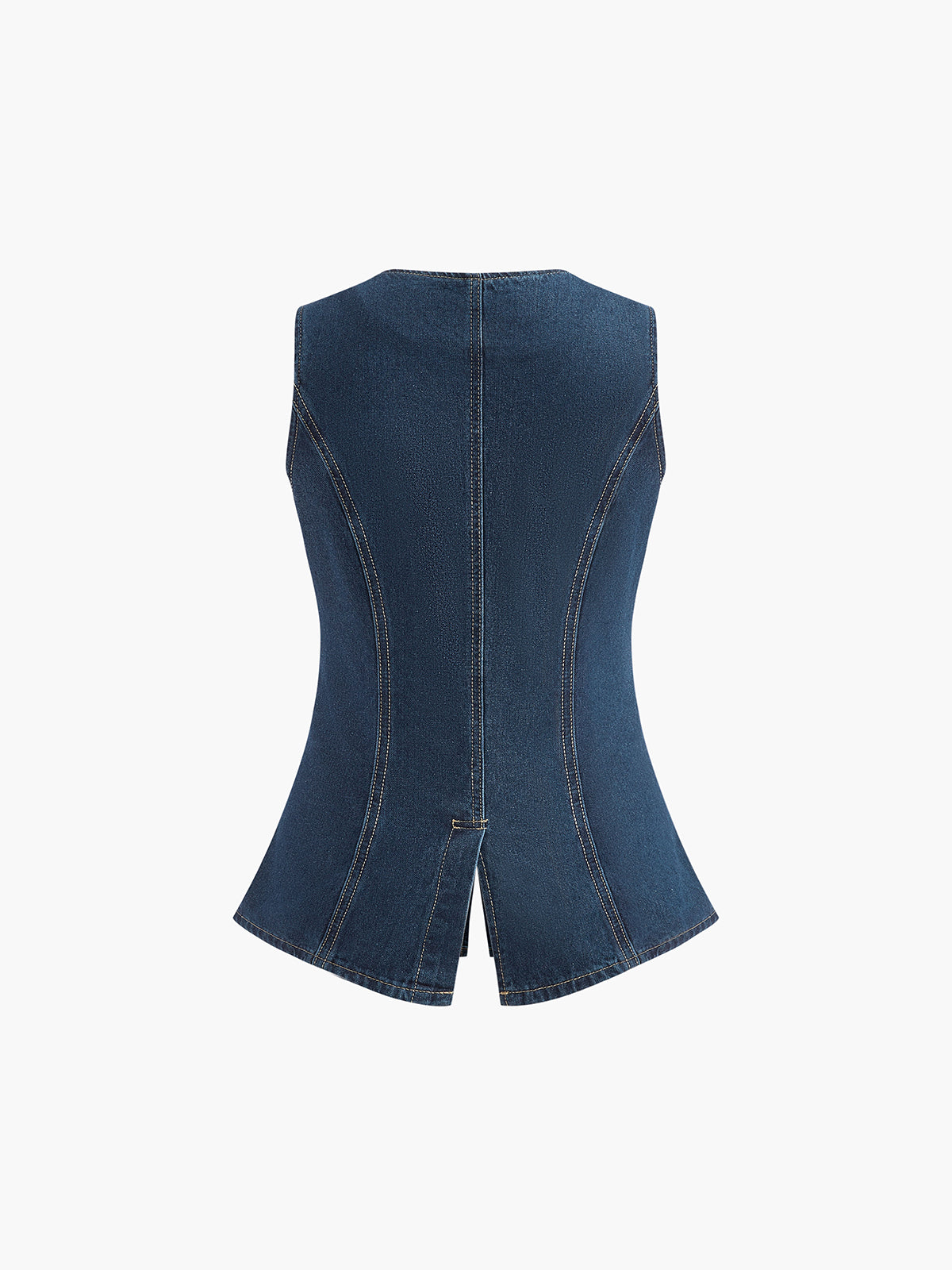 Denim Peplum Vest With Shorts Set-Mesadic