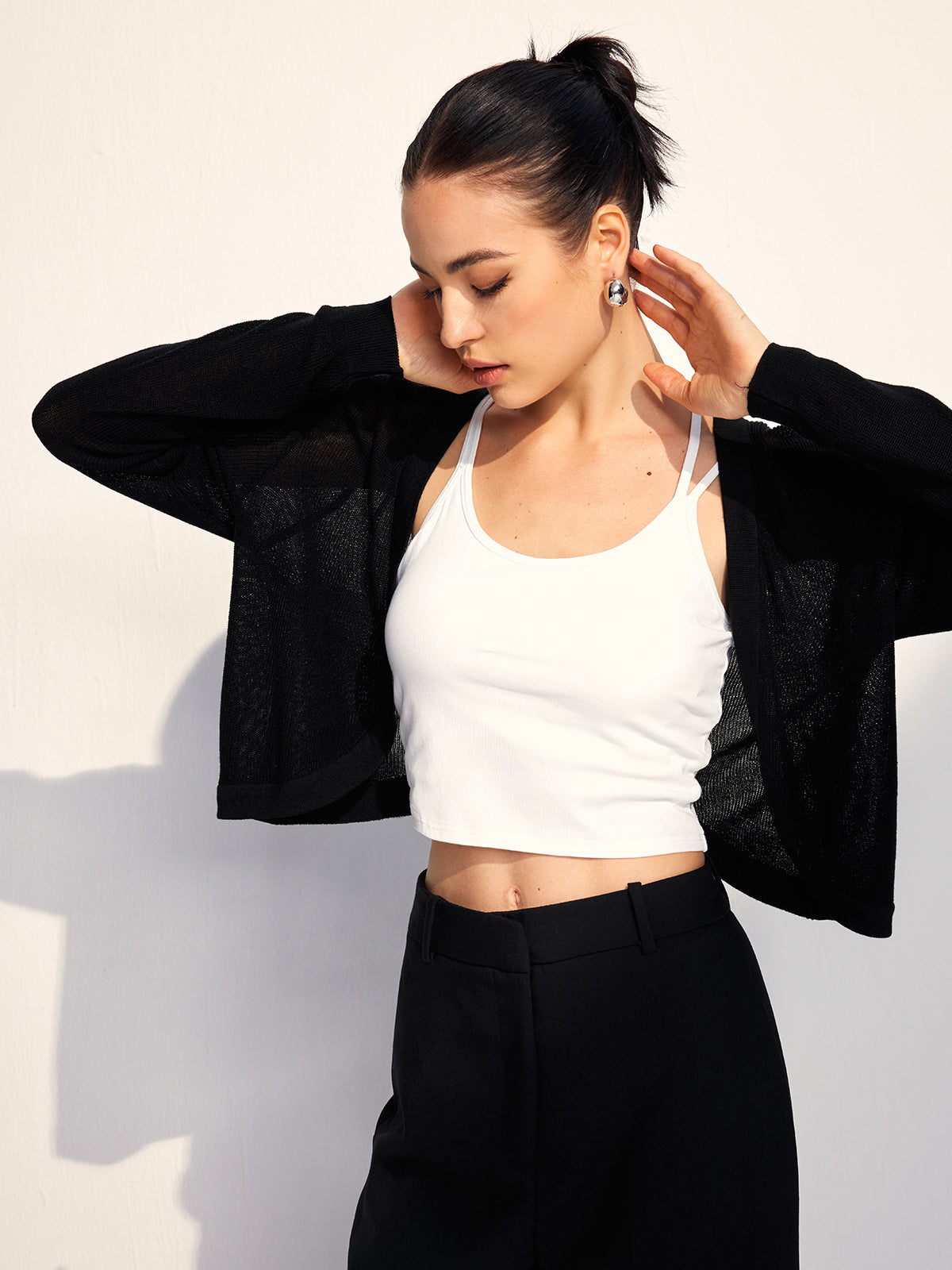 Callistari Bat Sleeve Hollow Cardigan-CALLISTARI