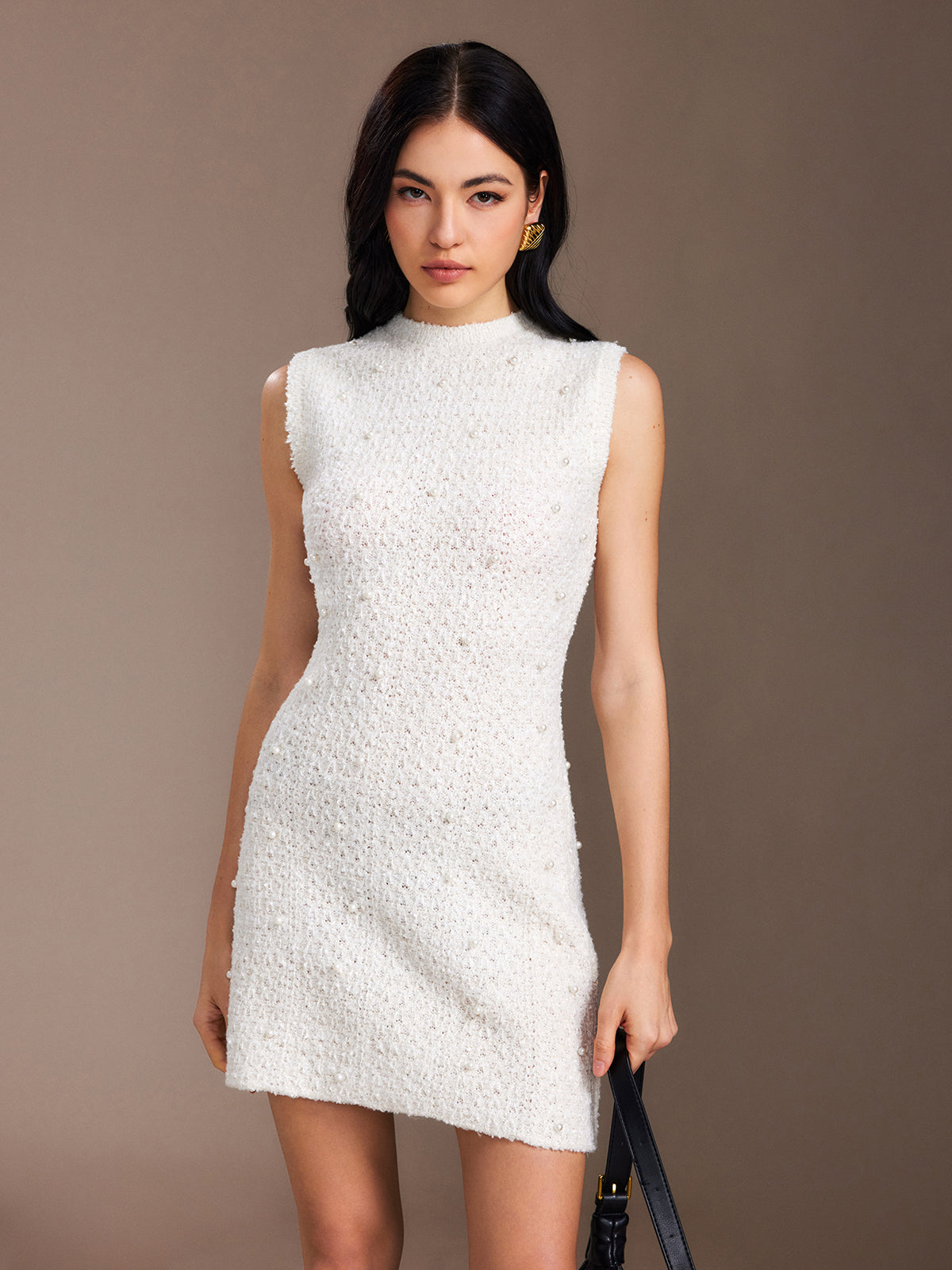 Callistari Pearl Beaded Sweater Tank Dress-CALLISTARI