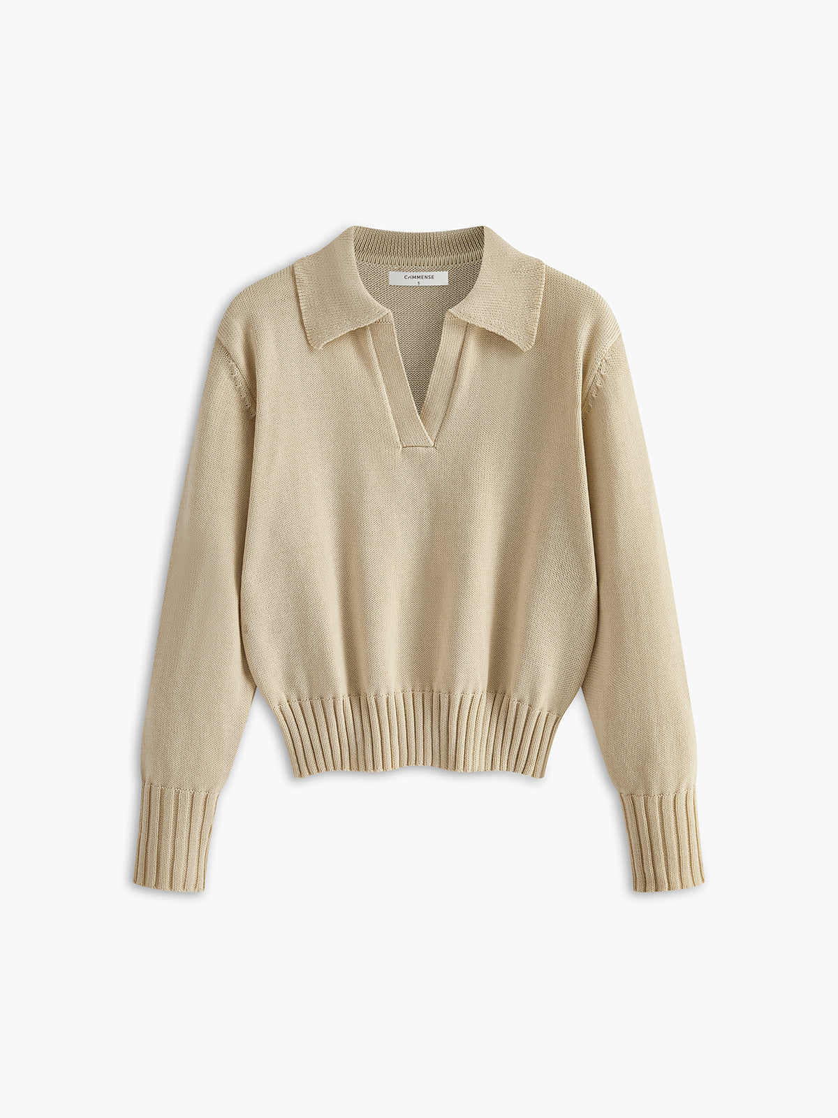 Callistari Lapel Ribbed Pullover Sweater-CALLISTARI