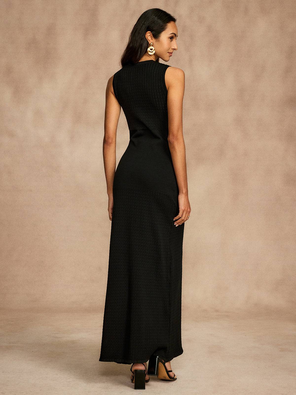 Callistari Pointelle Split Button Sweater Dress-CALLISTARI