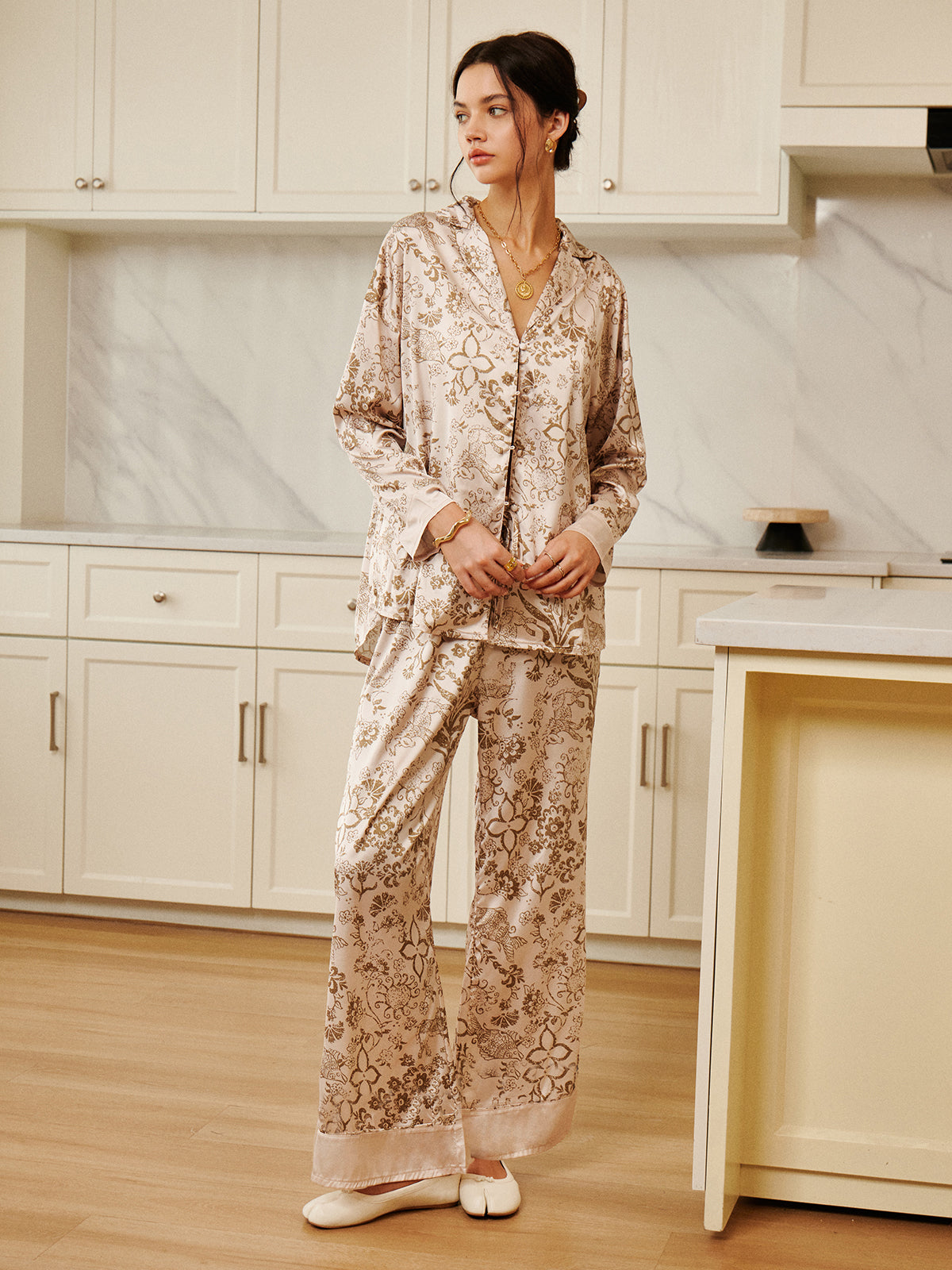 Floral Printed Pajama Pants Set-CALLISTARI