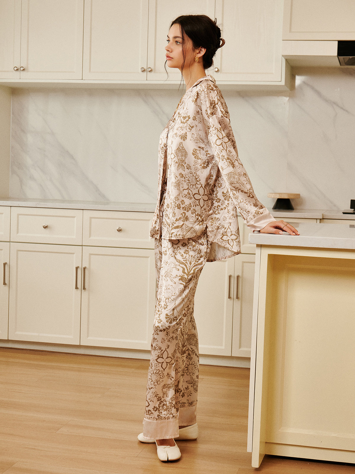 Floral Printed Pajama Pants Set-CALLISTARI
