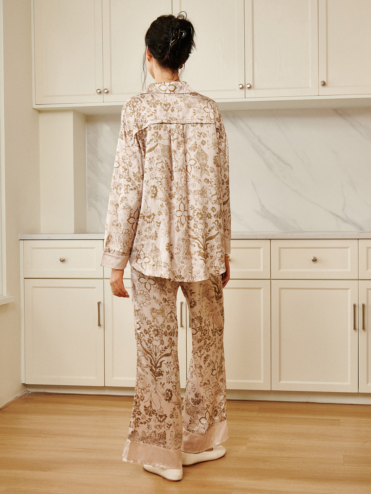 Floral Printed Pajama Pants Set-CALLISTARI