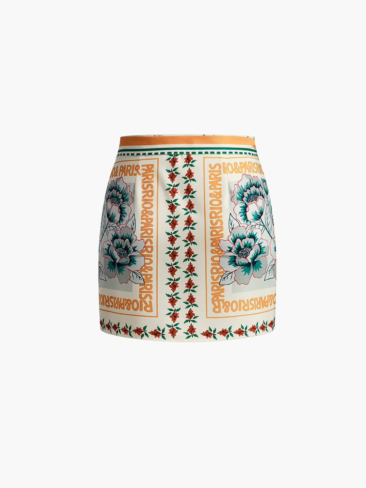 Vacation Print Asymmetrical Mini Skirt-CALLISTARI