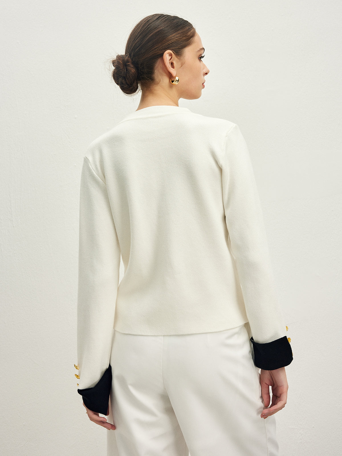 Callistari Contrast Trim Button Jersey Cardigan-CALLISTARI