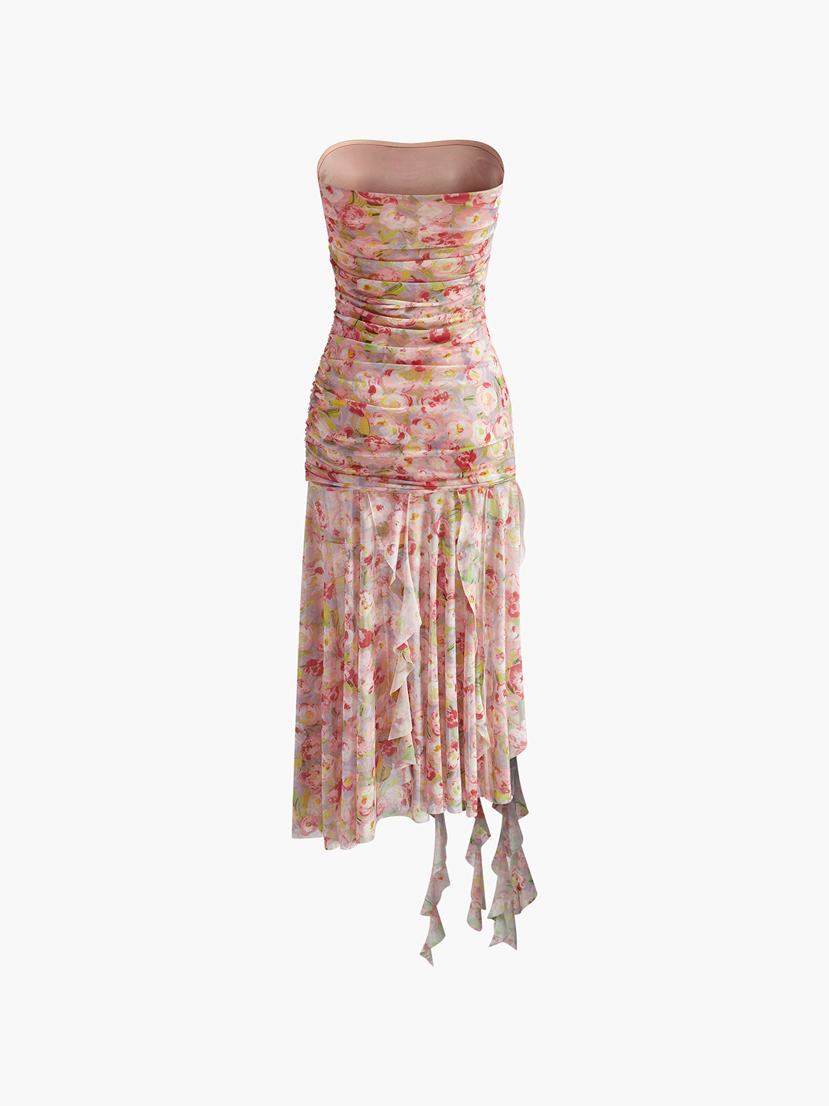 Callistari Romance Mesh Ruffle Tube Dress-CALLISTARI