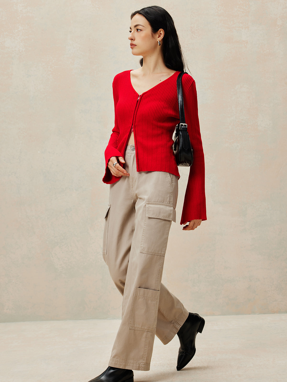 Callistari Plain Double Zip Knit Cardigan-CALLISTARI