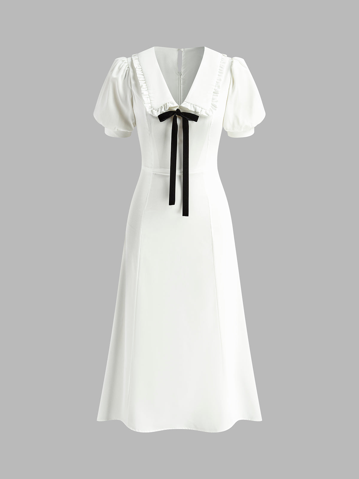 Callistari Lapel Knotted Piping Zipper Dress-CALLISTARI