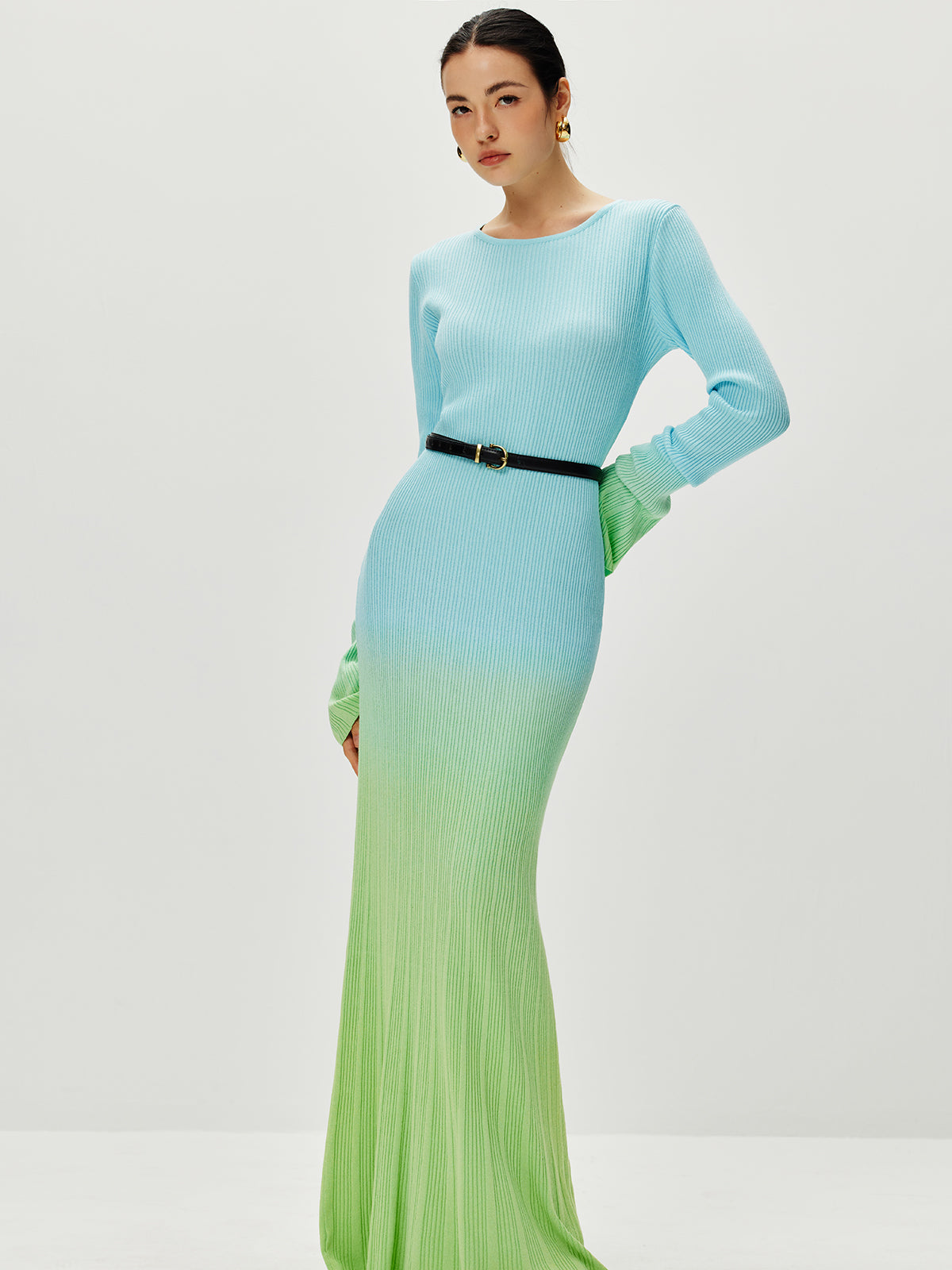 Ombre Sweater Long Dress Without Belt-CALLISTARI