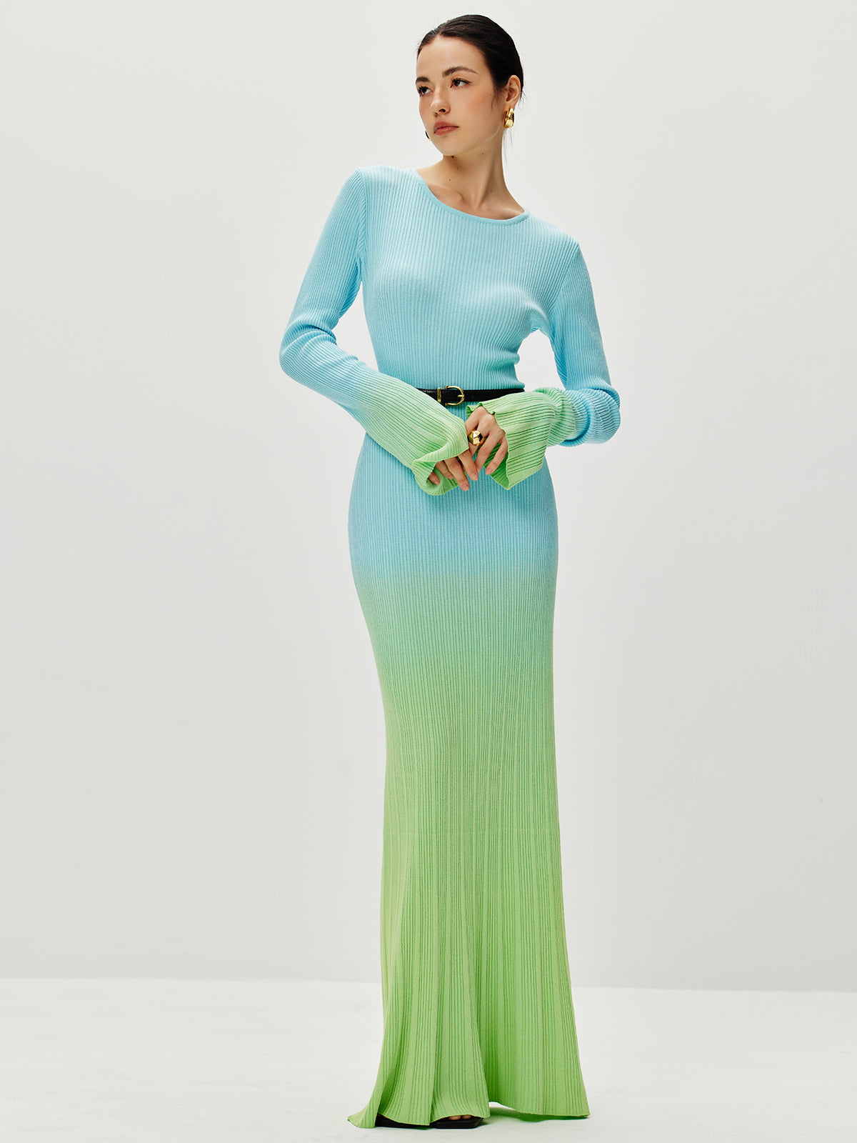 Ombre Sweater Long Dress Without Belt-CALLISTARI