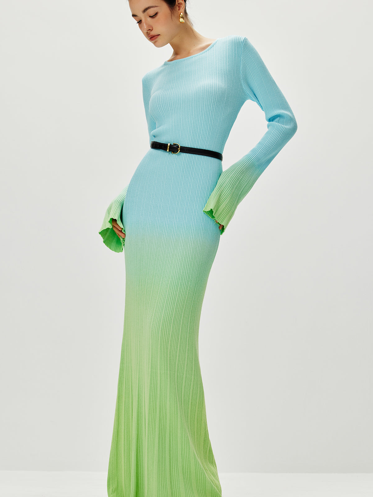 Ombre Sweater Long Dress Without Belt-CALLISTARI