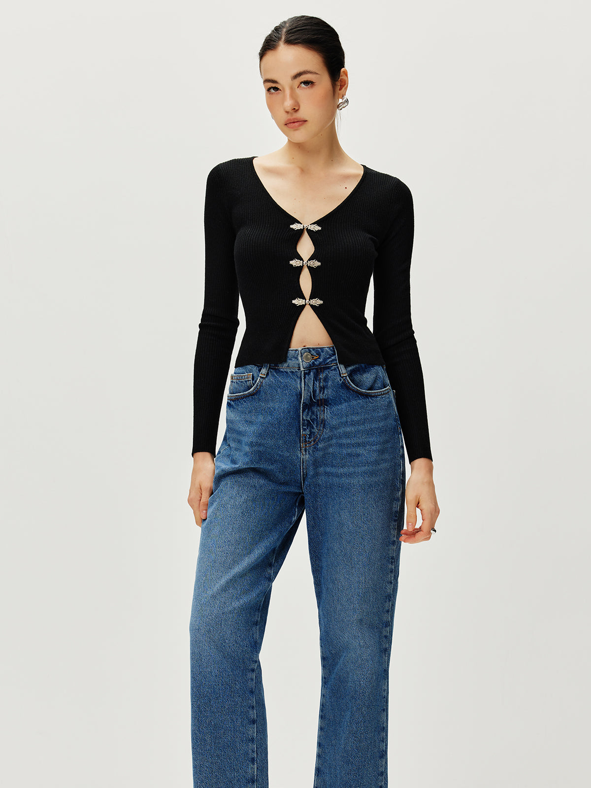 Callistari Long Sleeve Button Sweater-CALLISTARI