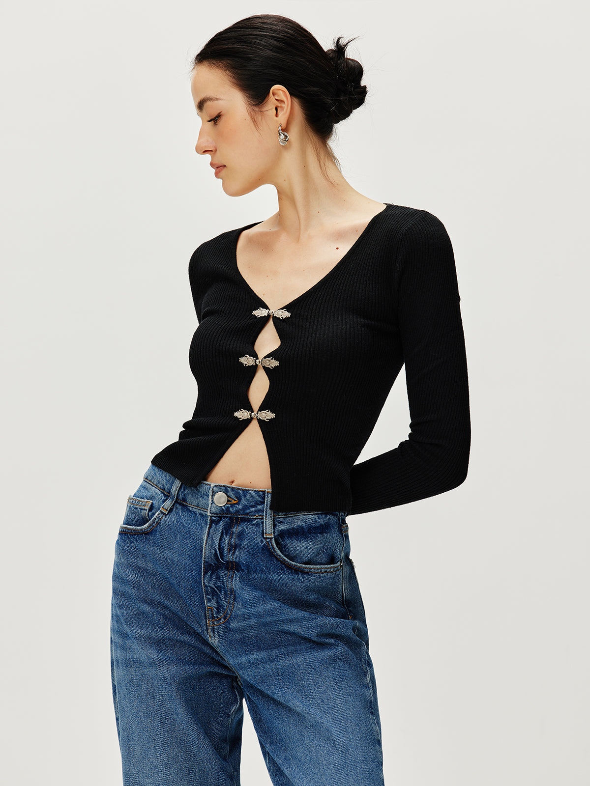 Callistari Long Sleeve Button Sweater-CALLISTARI