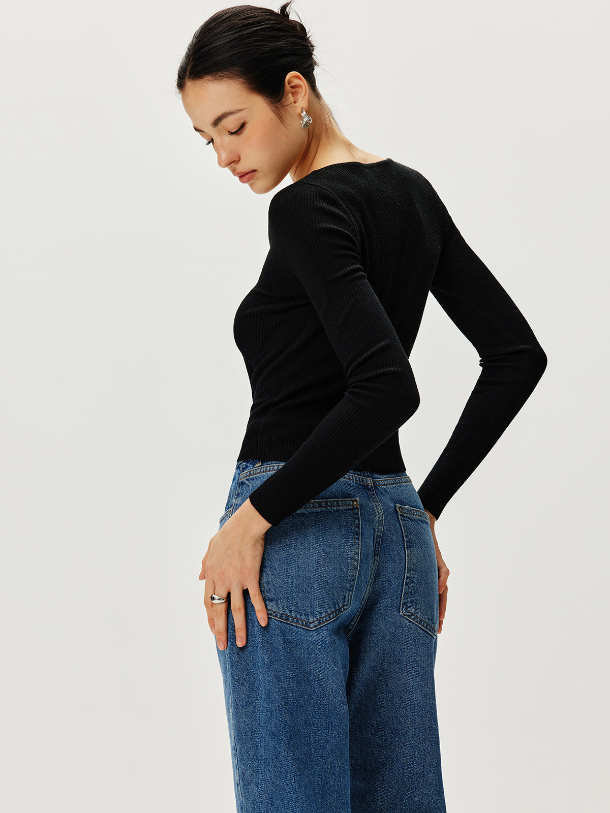 Callistari Long Sleeve Button Sweater-CALLISTARI