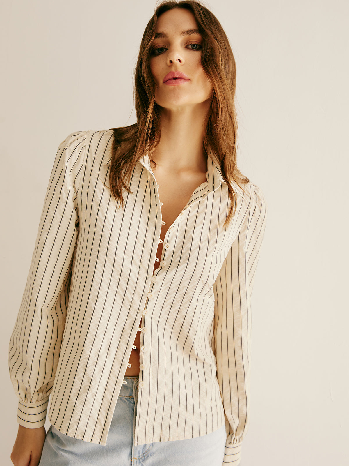 Callistari Pinstripe Tie Back Polo Shirt-CALLISTARI