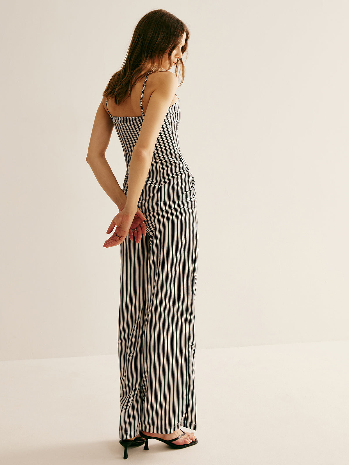 Pinstripe Button Strapless Pants Set-CALLISTARI