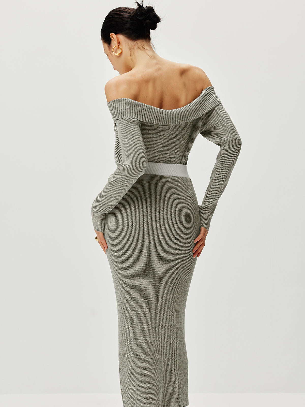 Callistari Contrast Trim Off Shoulder Cardigan-CALLISTARI