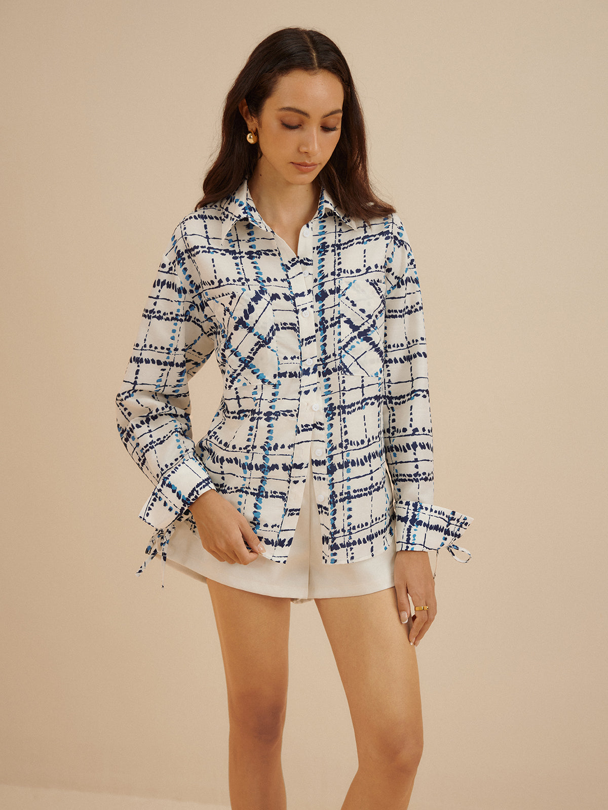 Callistari Lapel Plaid Printed Pockets Shirt-CALLISTARI