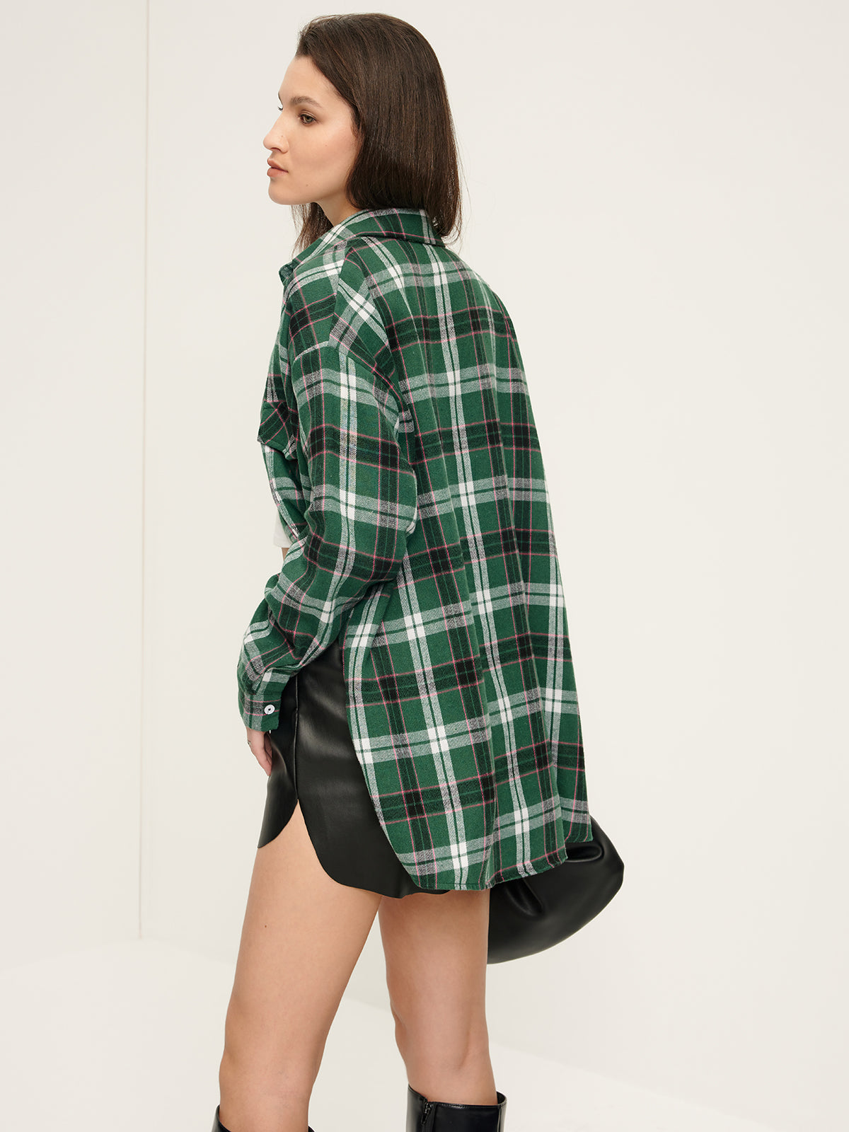Callistari Retro Plaid Lapel Pockets Shirt-CALLISTARI