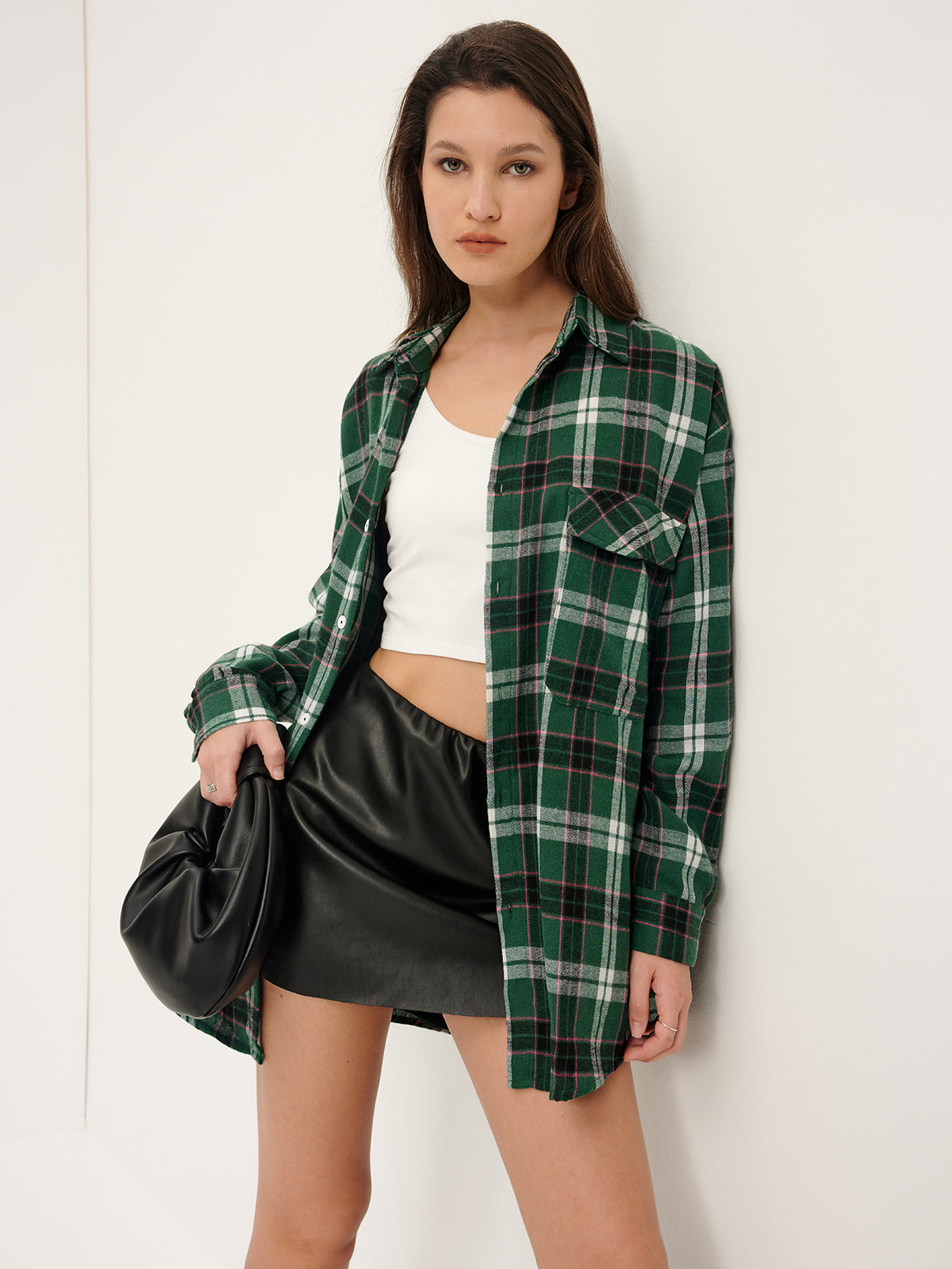 Callistari Retro Plaid Lapel Pockets Shirt-CALLISTARI