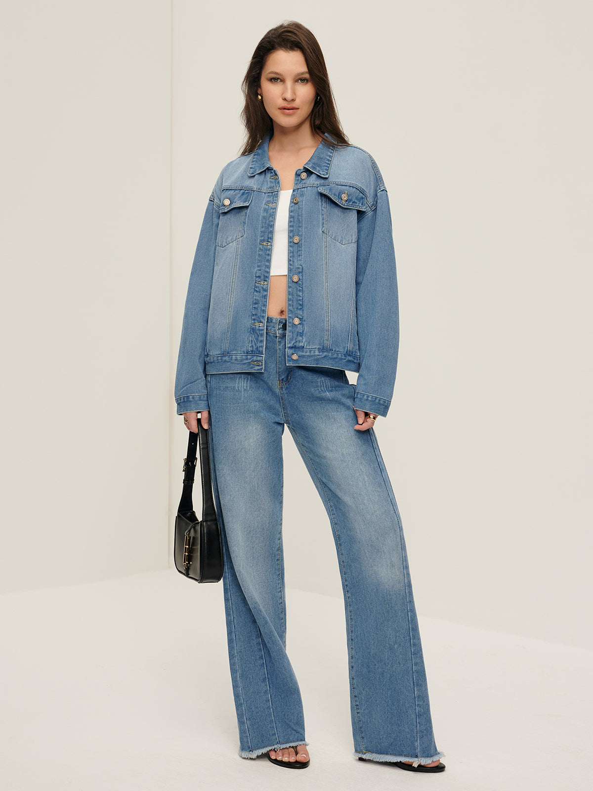 Lapel Pockets Denim Jacket-CALLISTARI