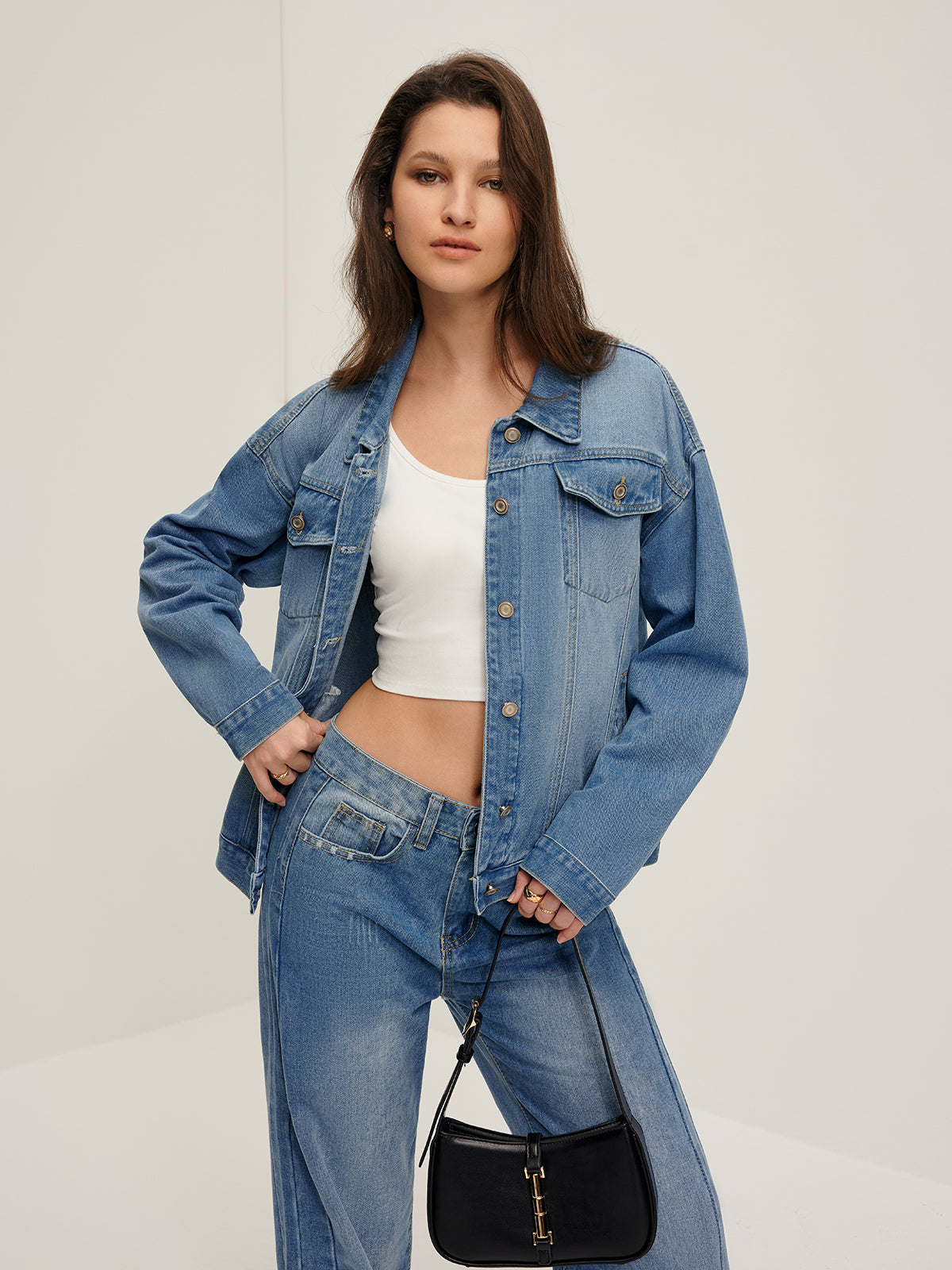 Lapel Pockets Denim Jacket-CALLISTARI