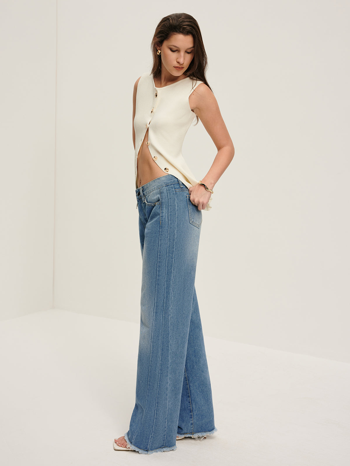 Raw Hem Piping Denim Jean-CALLISTARI