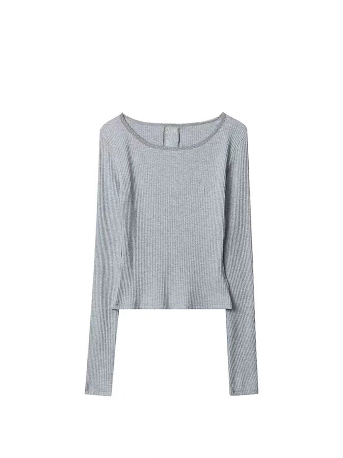 Callistari Ribbed Panel Lace Slim Blouse-CALLISTARI