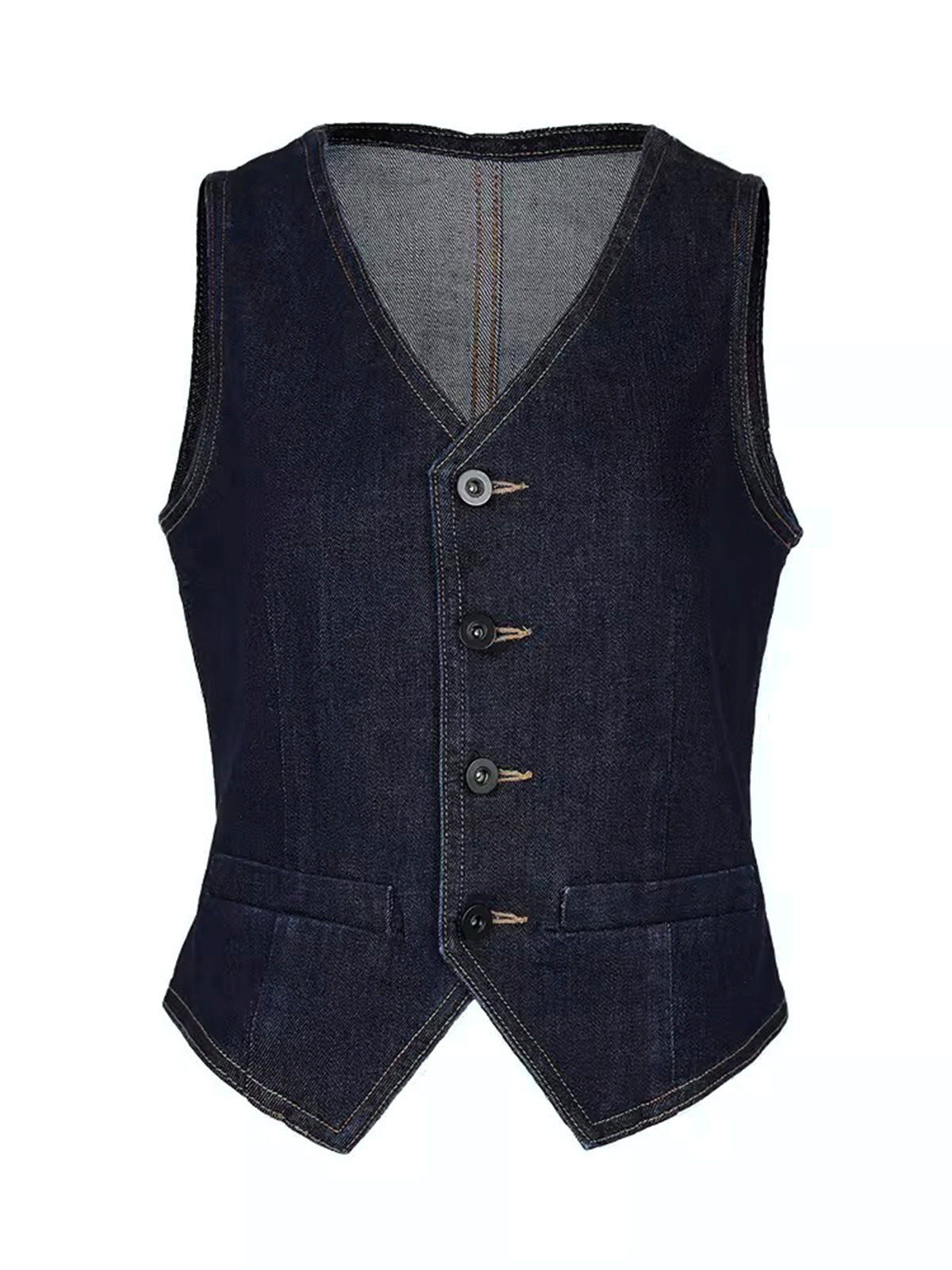 Denim Vest With Back Belt-CALLISTARI