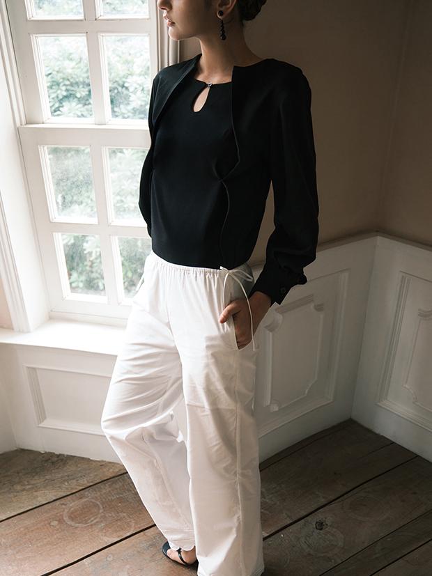 Callistari Button Cutout 2 in 1 Blouse-CALLISTARI