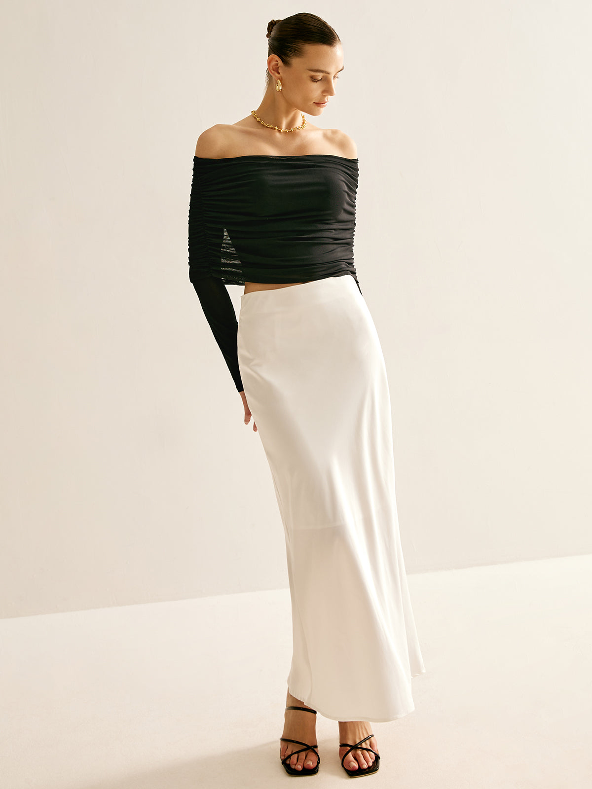 Callistari Off-Shoulder Mesh Blouse-CALLISTARI