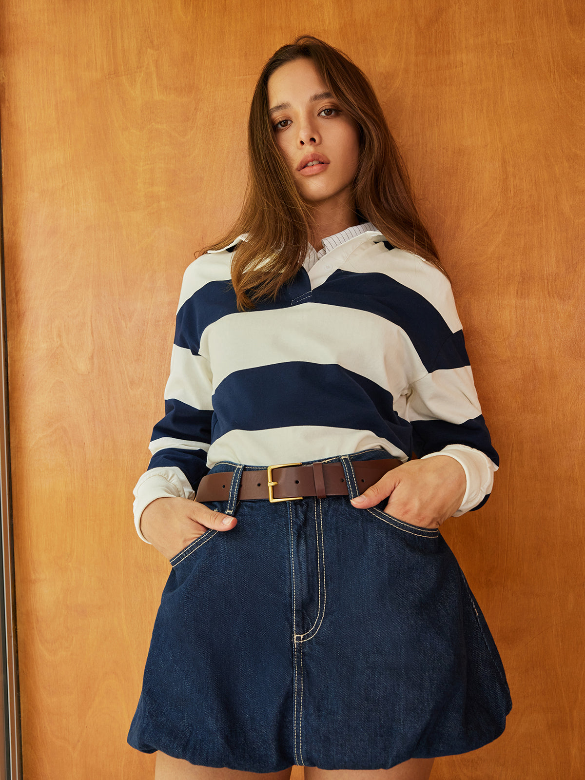 Callistari Striped Polo Bodysuit-CALLISTARI