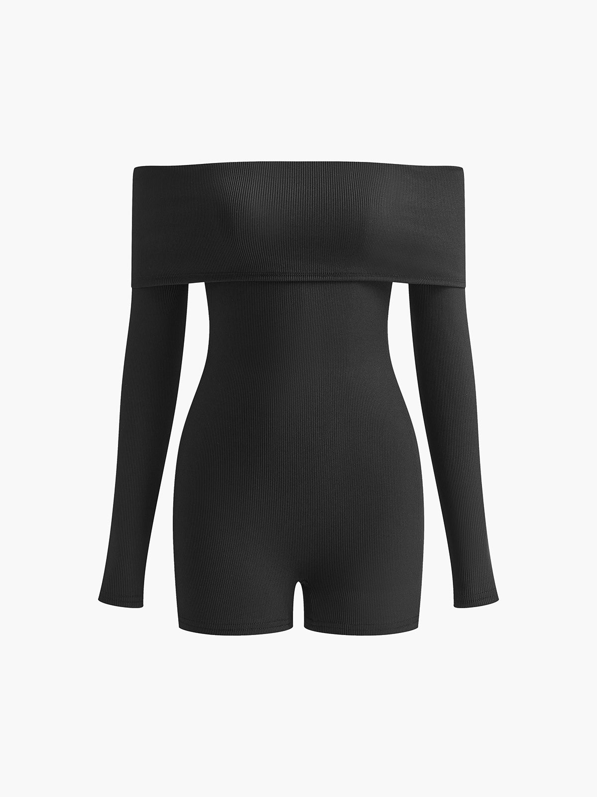 Ribbed Off-Shoulder Plain Jumpsuit-CALLISTARI