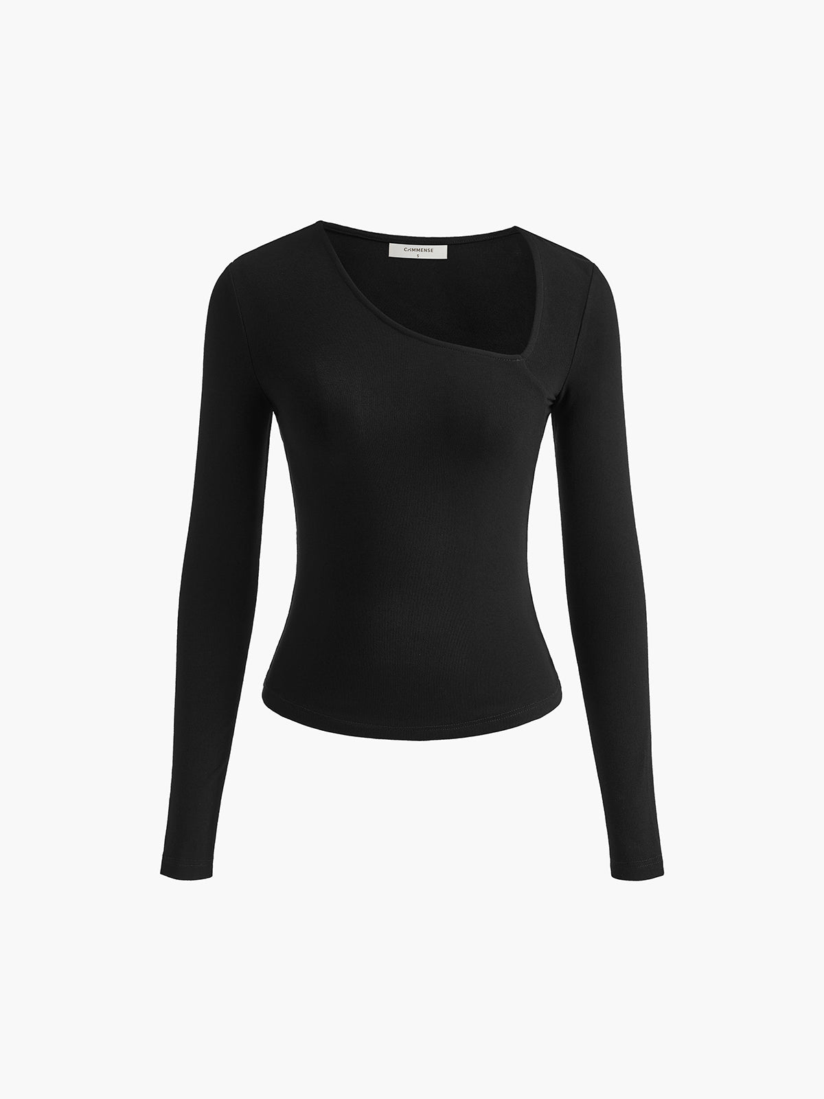 Callistari Asymmetrical Plain Long Sleeve T-Shirt-CALLISTARI