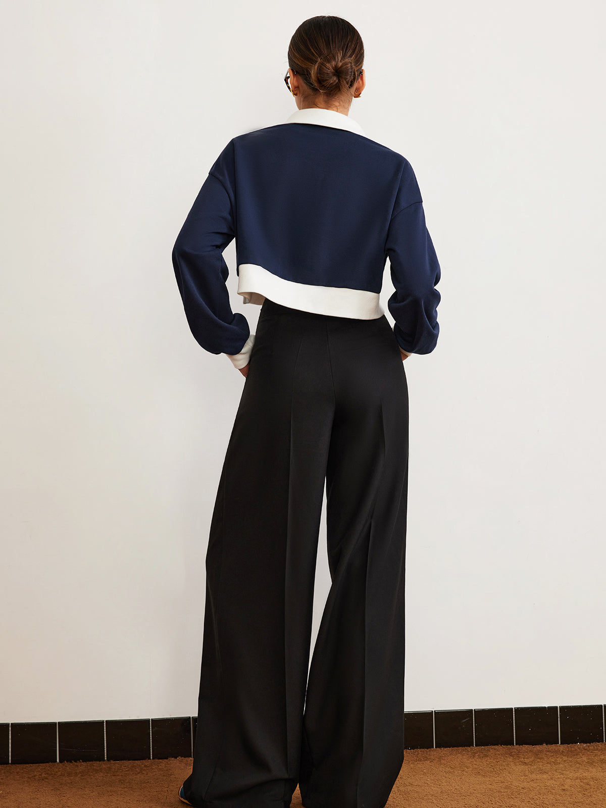 Callistari Patchwork Polo Crop Sweatshirt-CALLISTARI